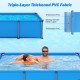 Outdoor family swimming pool with metal frame, featuring triple-layer thickened PVC fabric for durability and stability.