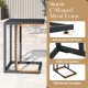 C-shaped side table in dark gray with adjustable foot pads, perfect for living room or bedroom use.
