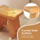 Curved seat of the 19.5-inch teak shower bench with smooth rounded edges for comfort and support in tight spaces.
