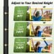 Adjustable volleyball net set showing height options for men's, coed, and women's play, perfect for outdoor games.