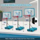 Adjustable pool basketball hoop shown at three heights: 3.8, 4.1, and 4.4 ft for versatile outdoor play.