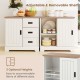 Farmhouse sideboard buffet cabinet in white with sliding doors, featuring 3 drawers and adjustable shelf for versatile.