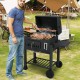 24-inch barrel charcoal grill with 544 sq.in cooking area, featuring 2 folding side tables and adjustable air vents.