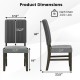 Side view of a grey velvet dining chair with dimensions, featuring a rubber wood frame and ergonomic design for comfort.