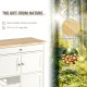 Kitchen cart with natural rubber wood countertop, featuring 3-tier wine racks and 2 cabinets for versatile storage.