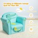 Kids crocodile armrest upholstered couch with ergonomic design, soft velvet fabric, and sturdy wooden frame for safety.