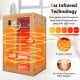 2-person far infrared wooden sauna room with red light therapy panel, featuring carbon heaters and premium Canadian.