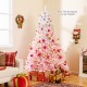 7FT pink artificial Christmas tree with 456 flocked branch tips, perfect for transforming any space into a holiday.