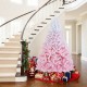 7FT gradient artificial Christmas tree with 456 flocked branch tips, set up in a festive home entryway with gifts.