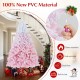 7FT artificial Christmas tree with gradient design, 456 flocked branch tips, and a sturdy folding metal stand for easy.