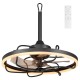 20” black ceiling fan with dimmable LED light, 6 speeds, remote control, and reversible design for year-round comfort.