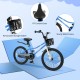 20-inch kids bike in navy with adjustable seat, sturdy metal frame, and removable storage basket for ages 8+.