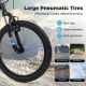 Large pneumatic tire of the Kids Mountain Bike, non-slip and wear-resistant, designed for various terrains.