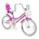 20-inch kids bike in rose red with front basket, dual brake system, and adjustable seat for ages 8 and up.