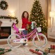 20-inch rose red kids bike with front basket, dual brake system, and adjustable seat for children 8 years and older.