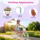 20-inch rose red kids bike featuring a front basket, dual brake system, and colorful ribbons for a fun riding.