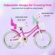 20-inch kids bike in rose red with adjustable seat, front basket, and dual brake system for safety and comfort.