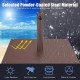 Patio umbrella base stand in brown, made of powder-coated steel, featuring adjustable footpads for stability on uneven.