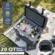 20 Quart portable hard cooler in gray with drinks and ice, perfect for outdoor adventures and easy transport.