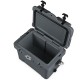 20-quart gray portable hard cooler with built-in ruler, dual latches, and leak-proof drain for outdoor adventures.