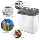 Portable semi-automatic twin-tub washing machine with separate timer controls, ideal for dorms, apartments, and RV.