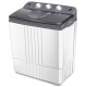 Portable semi-automatic twin-tub washing machine with separate timer controls, ideal for dorms and RVs.