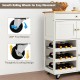 Close-up of the kitchen cart's smooth rolling wheels, featuring a locking design for stability and easy movement.