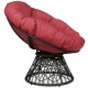 Dark red ergonomic Rattan Papasan chair with soft cushion and 360-degree swivel, perfect for indoor and outdoor use.