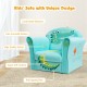 Kids crocodile armrest upholstered couch with cute pattern, soft velvet, and anti-tipping base for safe lounging.