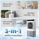 2100 CFM 3-in-1 evaporative air cooler with 5.3-gallon tank, offering cooling, humidifying, and air circulation for indoor use.
