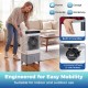 Evaporative air cooler with 2100 CFM airflow, 5.3-gallon tank, and 360° wheels for easy indoor and outdoor mobility.