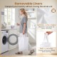 Laundry hamper with lid featuring removable liners, built-in handles, and 3-section design for sorting clothes.