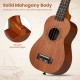 21-inch soprano ukulele with solid mahogany body, smooth edges, and decorative sound hole for clear sound quality.