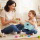 Child and adult playing a 21-inch blue ukulele, designed for kids with a basswood body, ideal for music learning.