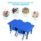 Kids plastic rectangular learn and play table in blue, designed for daycares and home use, perfect for various.