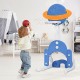 Kids basketball hoop set in blue with adjustable height, promoting physical skills and teamwork for indoor or outdoor.