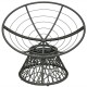 Rattan Papasan chair with ergonomic design, dark red cushion, and 360-degree swivel for indoor or outdoor use.