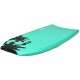 Lightweight 33-inch bodyboard in turquoise with palm tree design, featuring EPS core and leash for safe surfing.
