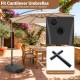 220 lbs cantilever patio umbrella base stand in black with wheels, designed for 3" poles, ideal for outdoor use.