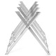 Heavy duty foldable steel sawhorse with triangular structure, supports 220 lbs, ideal for quick setups and stable use.