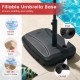 Fillable patio umbrella base with wheels, holding up to 225 lbs of sand or water, ensuring stability for cantilever.