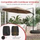 225 lbs cantilever patio umbrella base with wheels, T-shaped cross base, compatible with 2.6" pole diameters.
