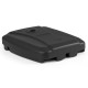 Cantilever patio umbrella base with wheels, holding up to 225 lbs, made of HDPE for stability and easy mobility.