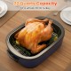 Navy 22QT electric roaster oven with a whole 28-lb turkey, featuring a self-basting lid and clear glass window.