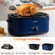 22QT electric roaster oven in navy with self-basting lid, ideal for roasting a whole turkey for large meals.