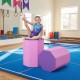 Octagon tumbling mat in pink with thick foam, ideal for gymnastics and cheerleading practice, featuring a zippered.