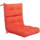 Tufted outdoor patio chair seating pad in orange, featuring premium sponge, suede surface, and non-slip string ties.