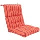 Tufted outdoor patio chair seating pad in red with stripes, featuring premium sponge for comfort and non-slip ties.