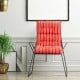 Tufted outdoor patio chair cushion in red with stripes, featuring premium sponge and suede for comfort and non-slip.