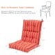 Tufted outdoor patio chair cushion in red, measuring 22 x 44 inches, featuring non-slip ties for secure placement.